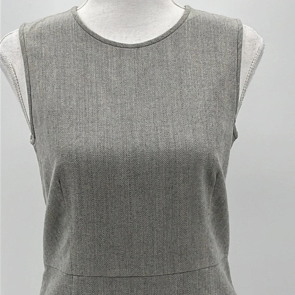 Theory Afila Eprus Herringbone Stretch Wool Sleeveless Sheath Dress Grey- Size 4 - Picture 2 of 6